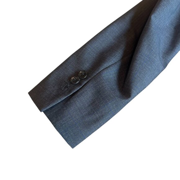 Ted Baker Endurance Navy Blue Check Print Blazer Jacket Designer Size 38R Men's - Picture 10 of 13